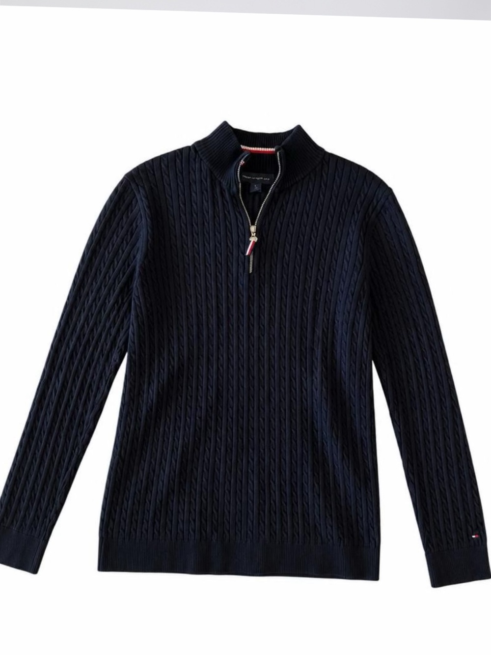 Tommy Hilfiger Men’s Cable Knit Quarter-Zip Sweater – Size Large. (EUC) - Picture 3 of 9
